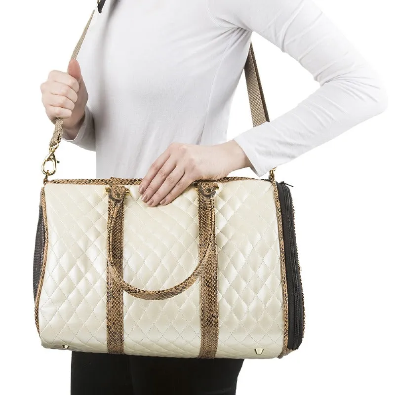 Quilted Duffel Dog Carrier: Ivory