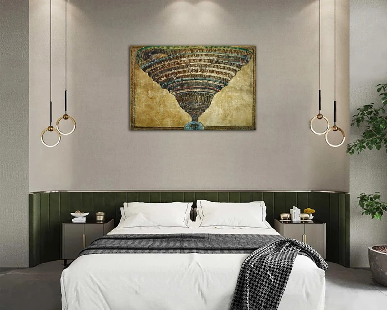 QUNYAAE Sandro Botticelli Illustration to the Divine Comedy by Dante Alighieri Abyss of Hell Poster Wall Art Picture Print Canvas Painting Living Room Decor Poster 16x24inch(40x60cm)-Unframed