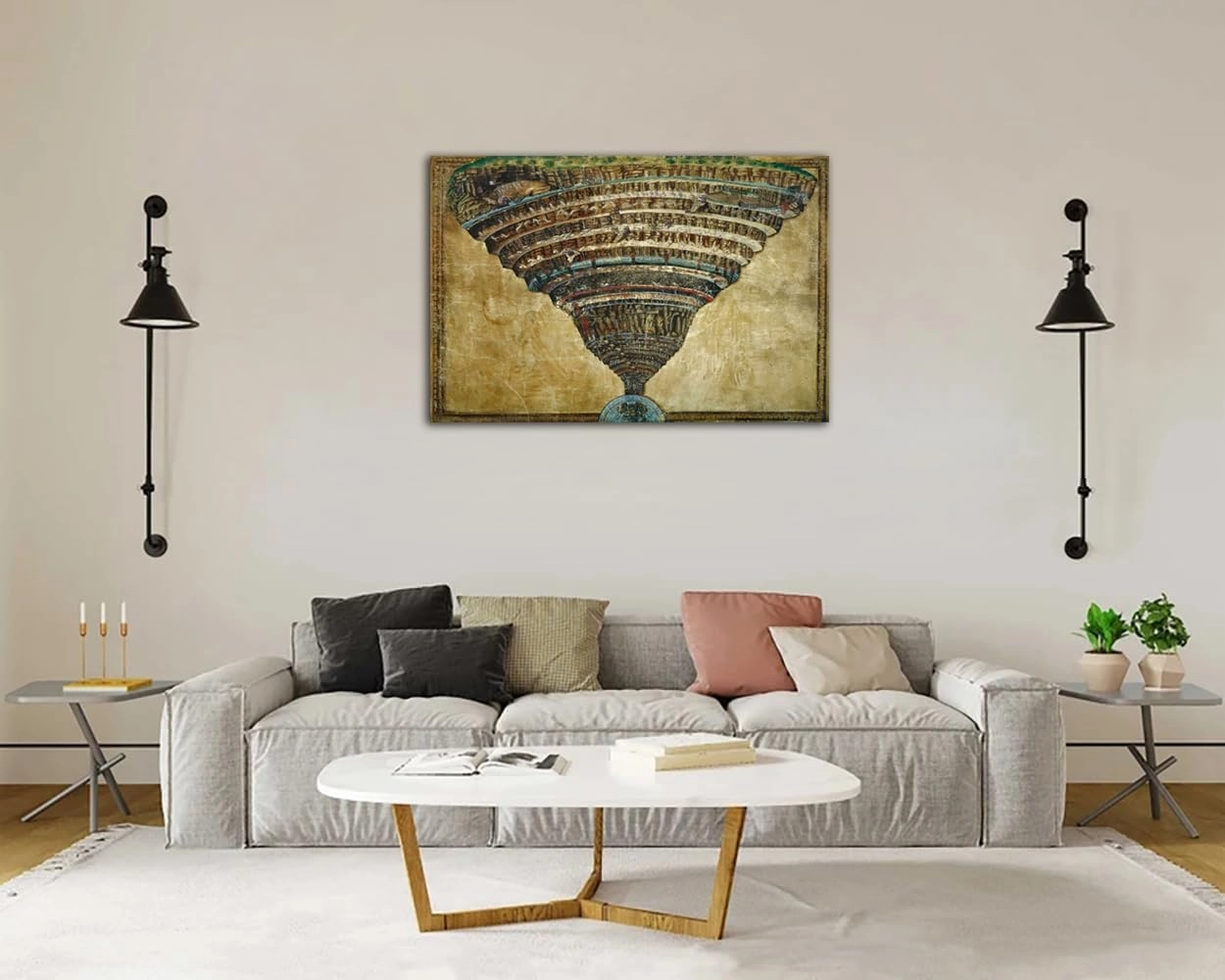 QUNYAAE Sandro Botticelli Illustration to the Divine Comedy by Dante Alighieri Abyss of Hell Poster Wall Art Picture Print Canvas Painting Living Room Decor Poster 16x24inch(40x60cm)-Unframed