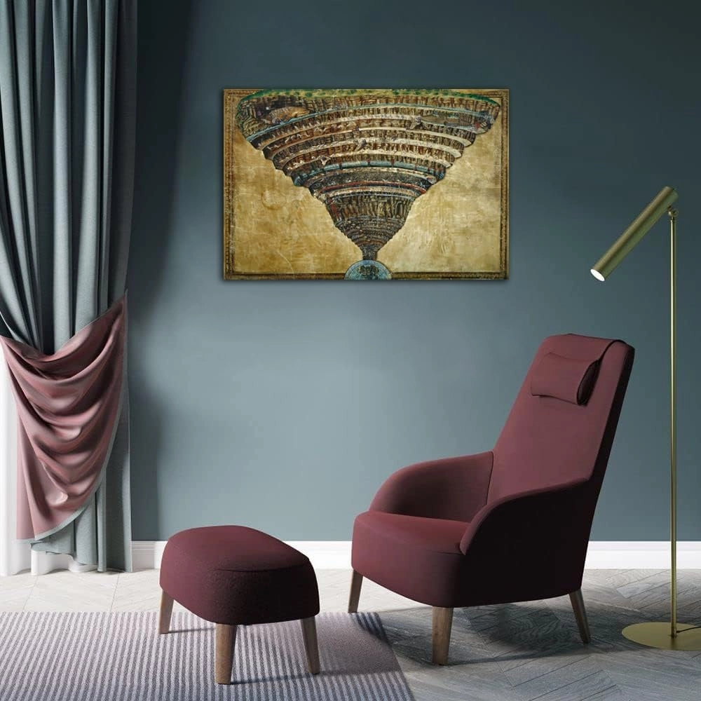QUNYAAE Sandro Botticelli Illustration to the Divine Comedy by Dante Alighieri Abyss of Hell Poster Wall Art Picture Print Canvas Painting Living Room Decor Poster 16x24inch(40x60cm)-Unframed