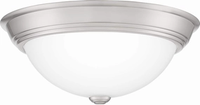 Quoizel Erwin Flush Mount Ceiling Light, 13 Inch 2-Light Brushed Nickel Opal-Etched Frosted Glass Shade, Ceiling Light Fixture for Hallway, Kitchen, Bedroom, Dining, Farmhouse or Office