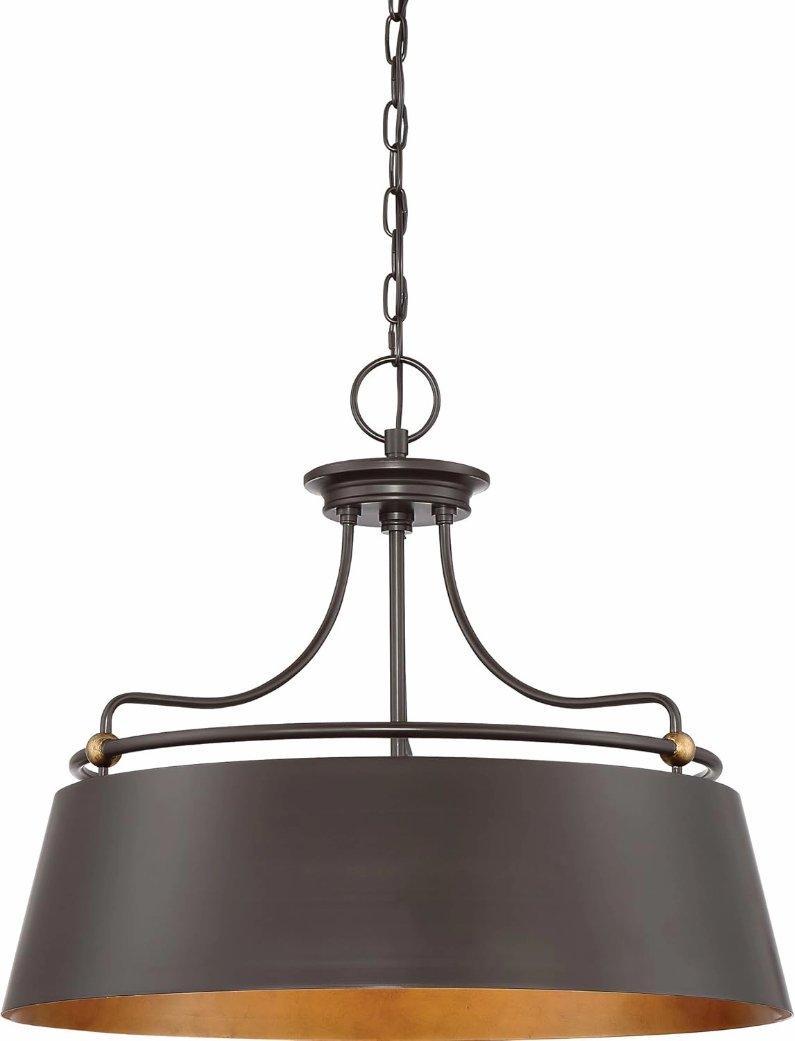 Quoizel Fairview Pendant Lighting, 24 Inch 4-Light Western Bronze Drum Chandelier, Max Hanging Height 75", Curved Metal Ceiling Light Fixture for Kitchen Island, Bedroom, Dining, Hallway or Bar