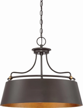 Quoizel Fairview Pendant Lighting, 24 Inch 4-Light Western Bronze Drum Chandelier, Max Hanging Height 75", Curved Metal Ceiling Light Fixture for Kitchen Island, Bedroom, Dining, Hallway or Bar