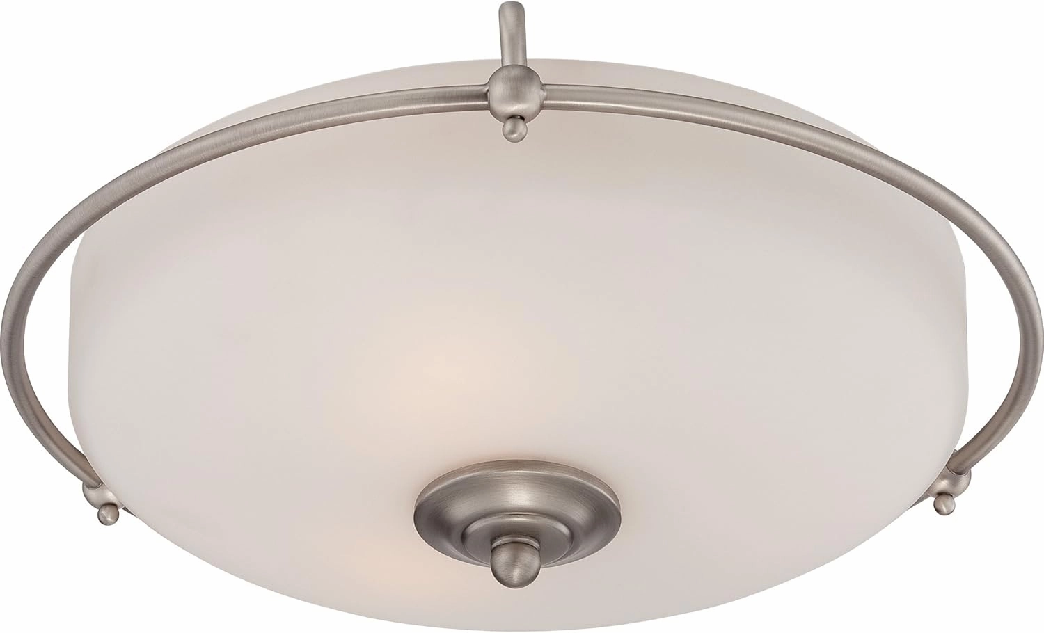 Quoizel Griffin Flush Mount Ceiling Light, 17 Inch 3-Light Antique Nickel Opal-Etched Frosted Glass Shade, Ceiling Light Fixture for Hallway, Kitchen, Bedroom, Dining, Farmhouse or Office