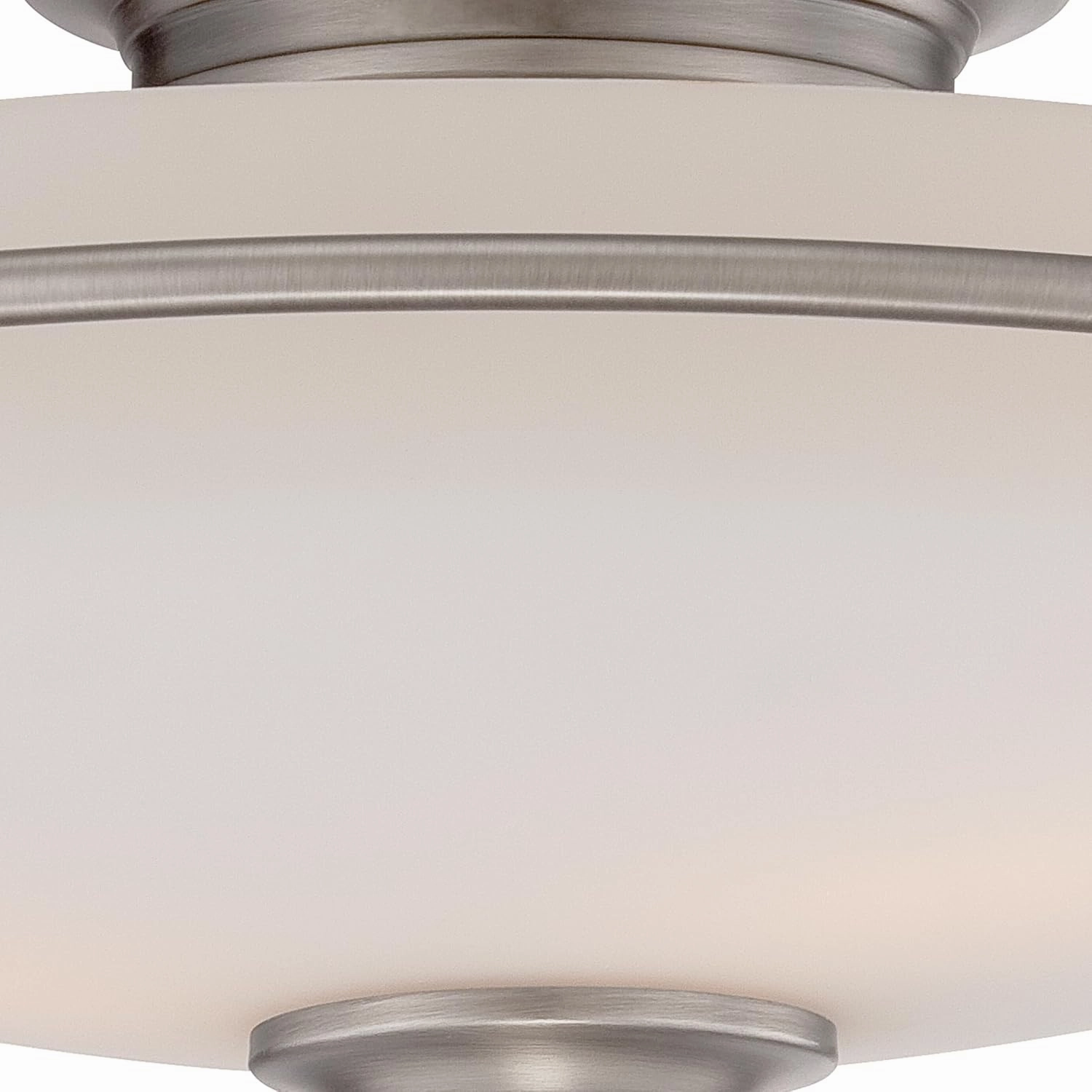 Quoizel Griffin Flush Mount Ceiling Light, 17 Inch 3-Light Antique Nickel Opal-Etched Frosted Glass Shade, Ceiling Light Fixture for Hallway, Kitchen, Bedroom, Dining, Farmhouse or Office