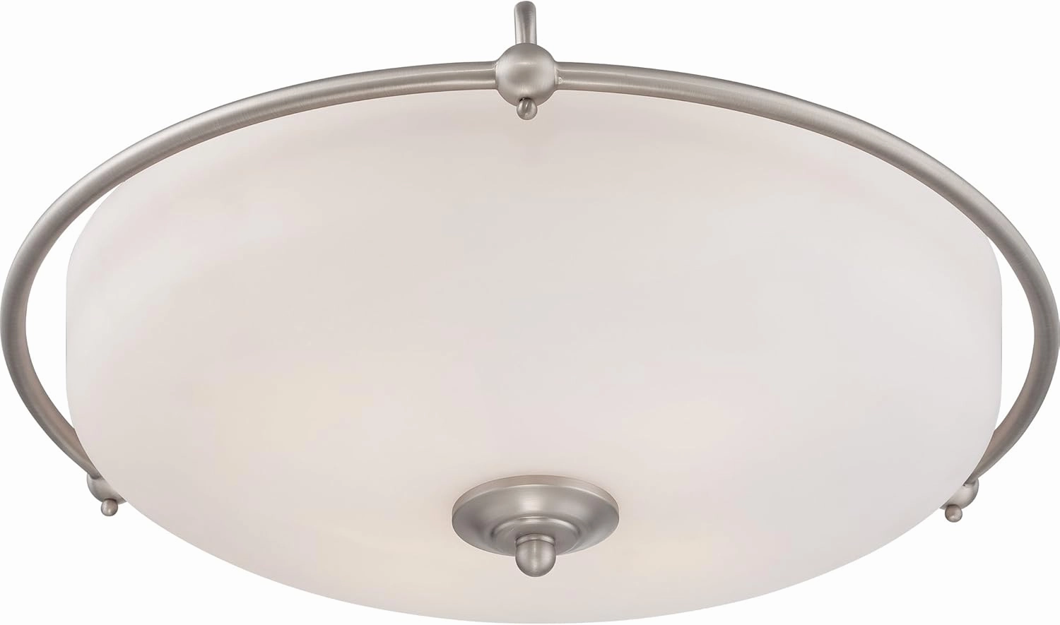 Quoizel Griffin Flush Mount Ceiling Light, 21 Inch 4-Light Antique Nickel Opal-Etched Frosted Glass Shade, Ceiling Light Fixture for Hallway, Kitchen, Bedroom, Dining, Farmhouse or Office