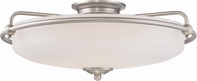 Quoizel Griffin Flush Mount Ceiling Light, 21 Inch 4-Light Antique Nickel Opal-Etched Frosted Glass Shade, Ceiling Light Fixture for Hallway, Kitchen, Bedroom, Dining, Farmhouse or Office