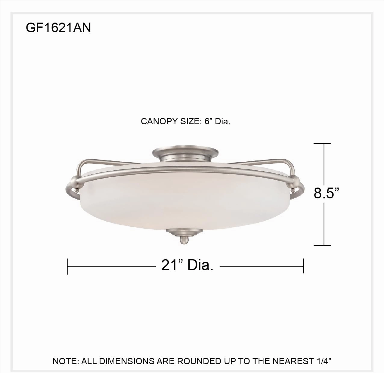 Quoizel Griffin Flush Mount Ceiling Light, 21 Inch 4-Light Antique Nickel Opal-Etched Frosted Glass Shade, Ceiling Light Fixture for Hallway, Kitchen, Bedroom, Dining, Farmhouse or Office