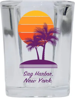 R and R Imports Sag Harbor Souvenir 2 Ounce Square Shot Glass Palm Design 4-Pack