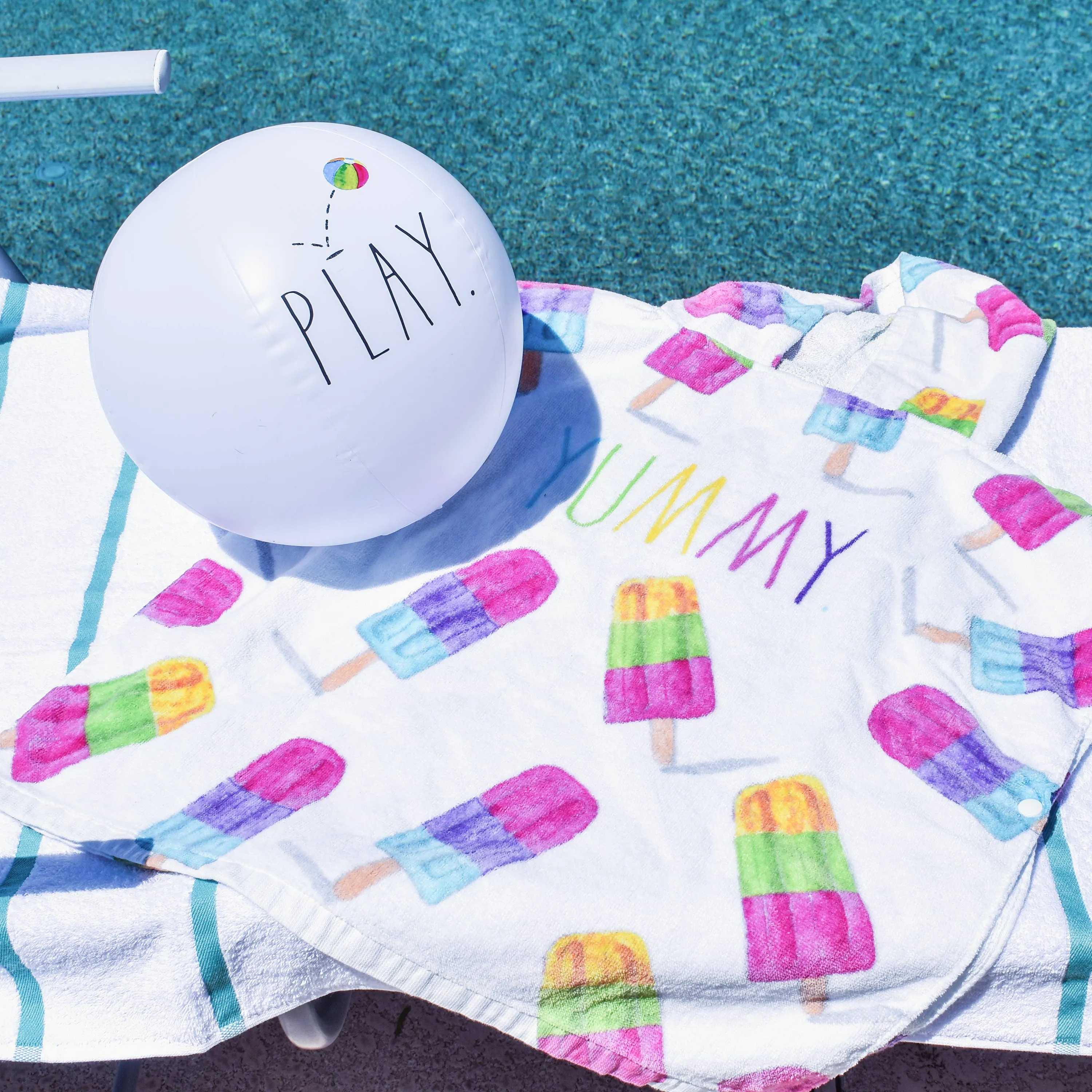 Rae Dunn Kids Poncho Towel with Beach Ball - Assorted