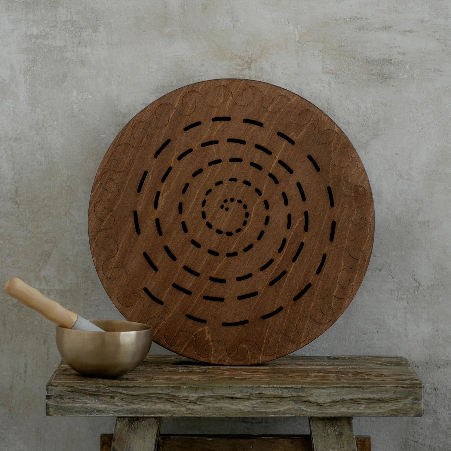 Rain Disk "Water-Fall" 16 inch | Sound Healing Tool | Relaxing Water Sound | Ocean Drum from Wood | 60 Seconds Long Meditative Sound | Must Have Instrument for Sound Bath, Sound Therapy