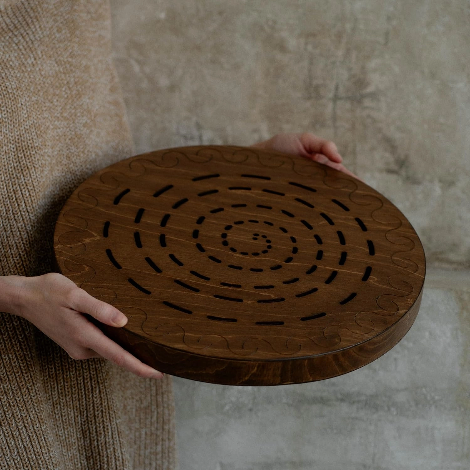 Rain Disk "Water-Fall" 16 inch | Sound Healing Tool | Relaxing Water Sound | Ocean Drum from Wood | 60 Seconds Long Meditative Sound | Must Have Instrument for Sound Bath, Sound Therapy