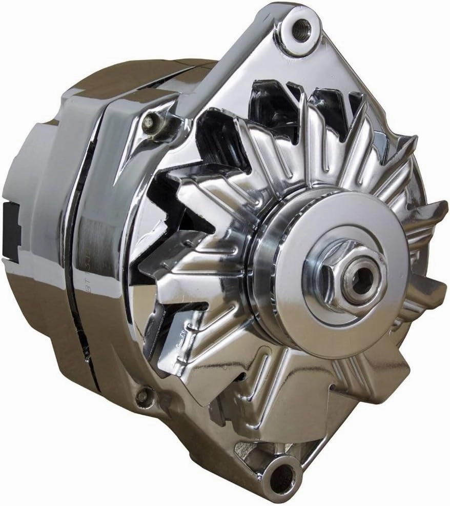 RAREELECTRICAL 110A Chrome Street Rod Gm High Output Alternator Compatible With 1-One Wire Self Exciting Energizing
