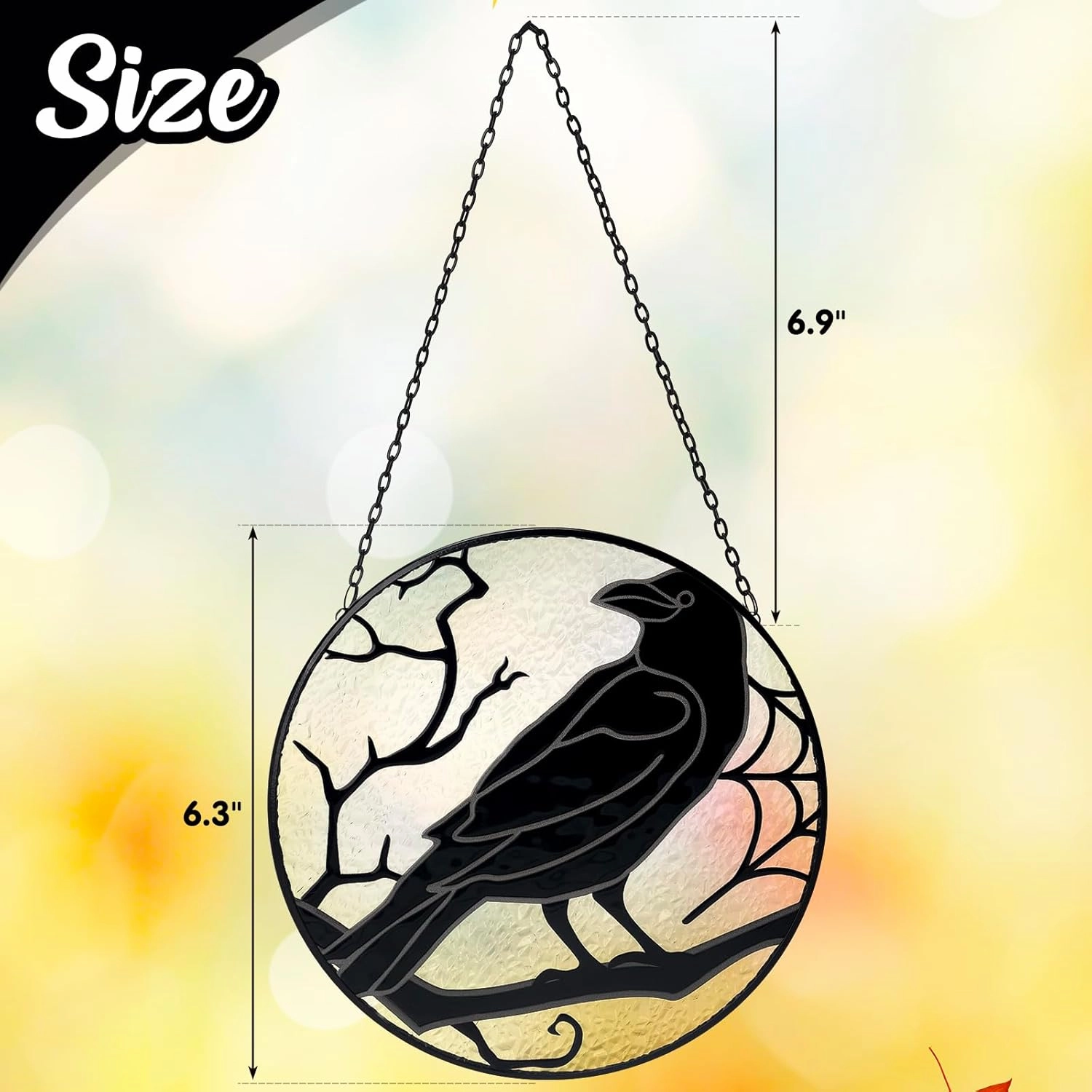 Raven Stained Glass Crow Suncatcher Gothic Window Hangings Black Bird Wall Art Gothic Spooky Ornament Horror Home Decor Witch