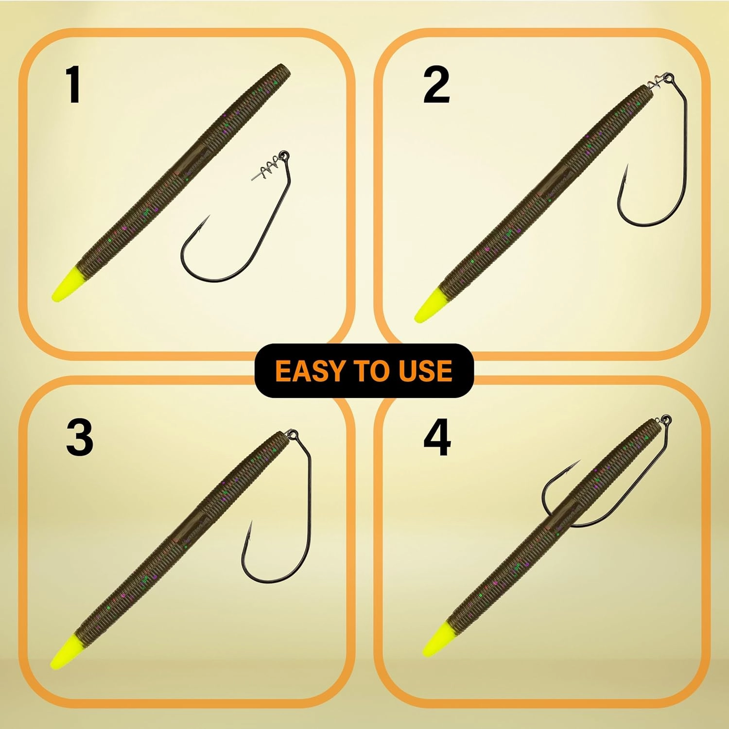 Reaction Tackle Swimbait Hooks for Bass Fishing - Soft Plastic Fishing Hooks with Centering Spring pin for Soft Plastic Swim Baits and Worm Lure Baits Size 1/0 Through 10/0 (Pack of 10 or 25)