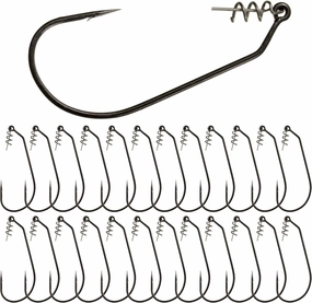 Reaction Tackle Swimbait Hooks for Bass Fishing - Soft Plastic Fishing Hooks with Centering Spring pin for Soft Plastic Swim Baits and Worm Lure Baits Size 1/0 Through 10/0 (Pack of 10 or 25)