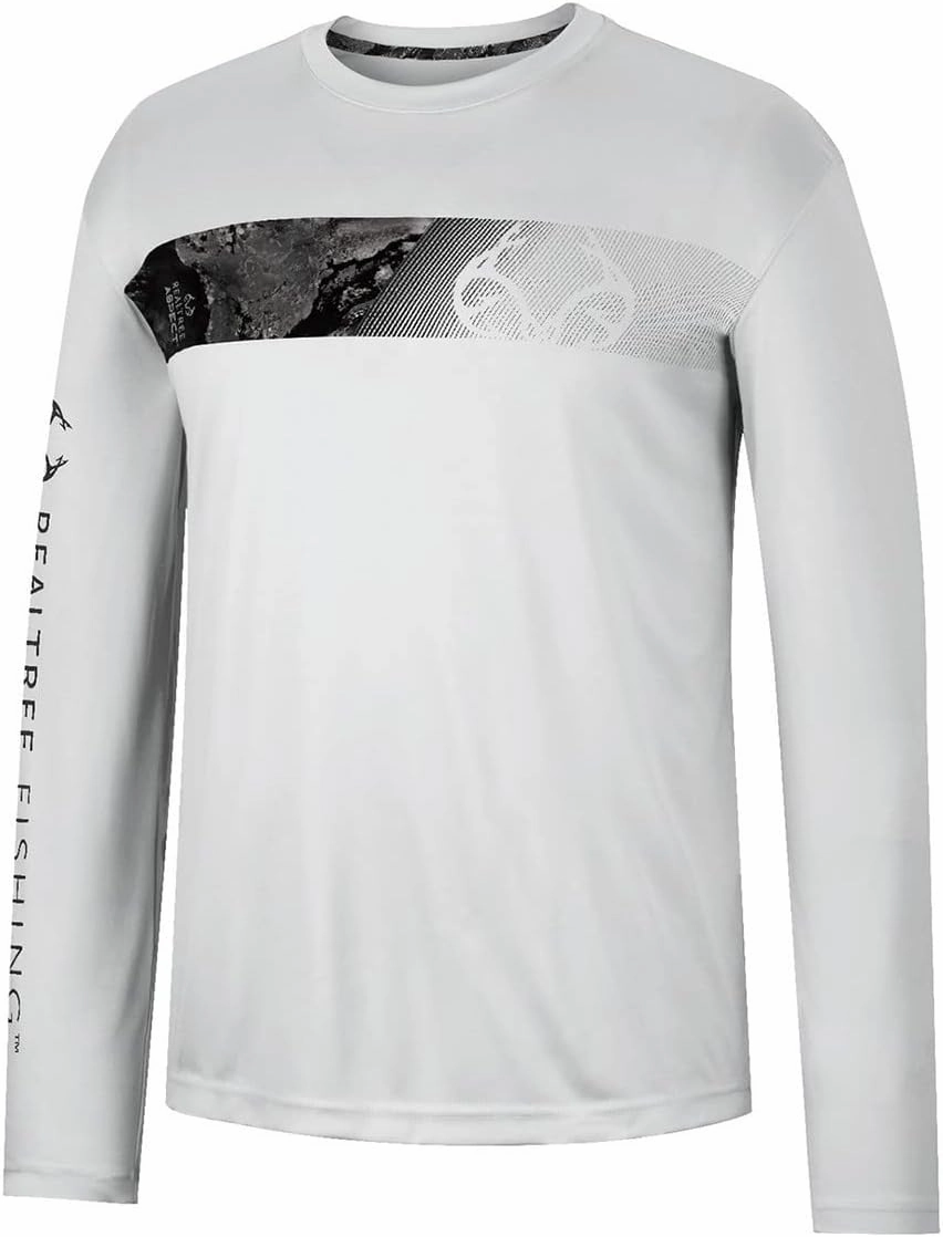 Realtree Men's Fishing Camo Sun Protection UV UPF 50  Long Sleeve Shirts and Hoodies Running Hiking Quick Dry