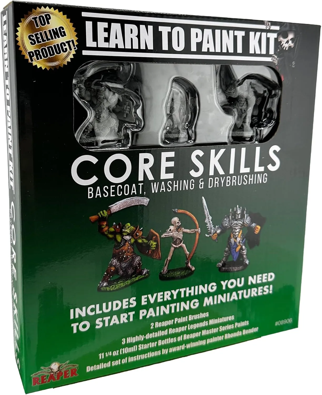Reaper Miniatures 08906 Learn to Paint Kit Core Skills, Master Series Paint Box Set