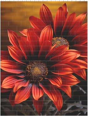 Red Sunflower Building Block Puzzle Personalized Building Bricks for Adults Square Shaped Block Puzzle Building Brick Block Puzzles Valentine's Day Gifts for Home Decor Brick Puzzle
