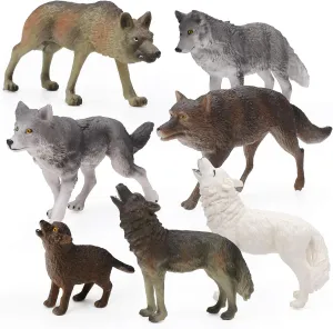 RESTCLOUD 7Pcs Wolf Toy Figurines Set Wolf Animals Figures (Wolf Set A)
