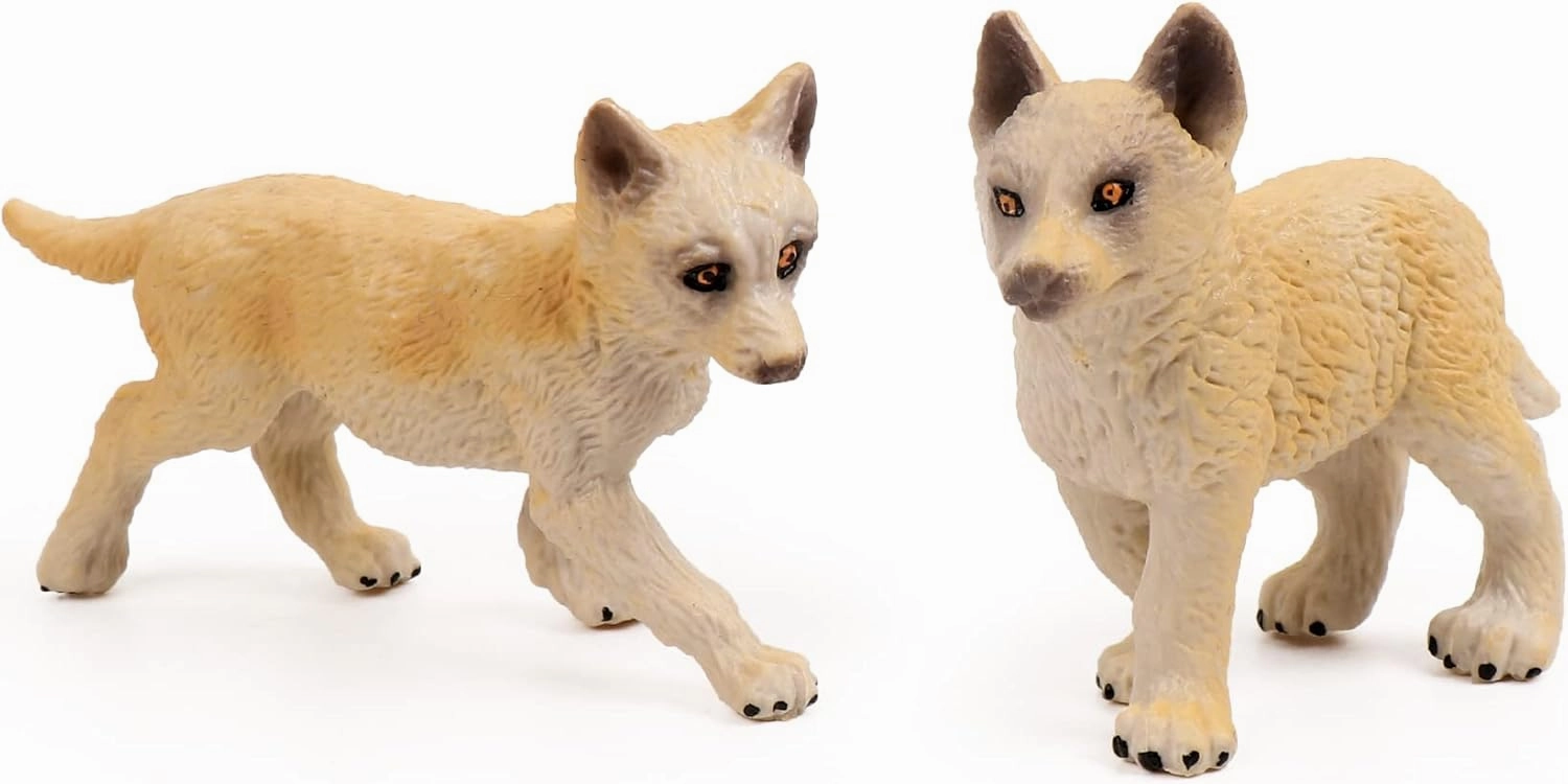 RESTCLOUD 8Pcs Wolf Cub Toy Figure Set Baby Wolves Animals Figurines