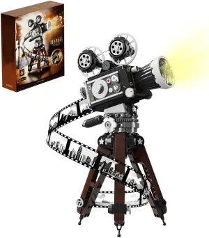 Retro Classic Camera Building Set with Floor Stand,Classic Movie Art Camera Collectible Display Model with Lighting,Makes a Fun Gift for Adult Builders(655 Pcs)