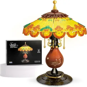 Retro-Style Table Lamp Toy Building Set, Home Décor Accessory for Adults, Gift for Valentines Day for Her & Him - 804 Pieces (Mini Building Blocks)