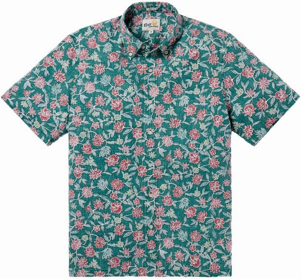 Reyn Spooner Men's Sentosa Classic Button Front Shirt, Bayberry
