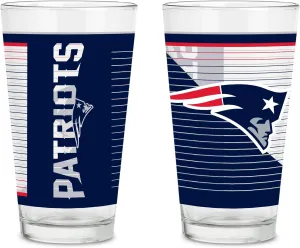Rico Industries NFL Football Main 16 oz Pint Glasses with Digitally Printed Logo, Practical Set of 2 Classic Drinking Glasses, Dishwasher Safe