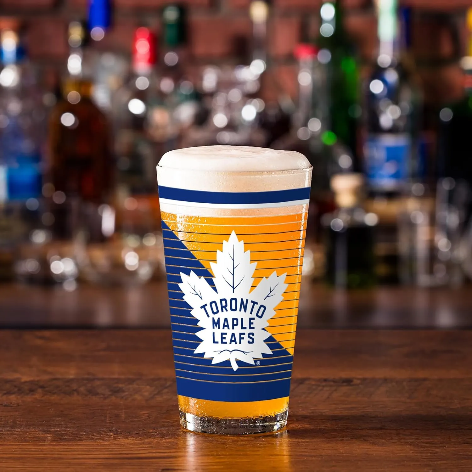 Rico Industries NHL Hockey16 oz Pint Glasses with Digitally Printed Logo, Practical Set of 2 Classic Drinking Glasses, Dishwasher Safe, Great for Water, Beer, Iced Tea, and More