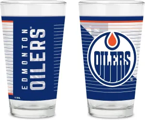 Rico Industries NHL Hockey16 oz Pint Glasses with Digitally Printed Logo, Practical Set of 2 Classic Drinking Glasses, Dishwasher Safe, Great for Water, Beer, Iced Tea, and More