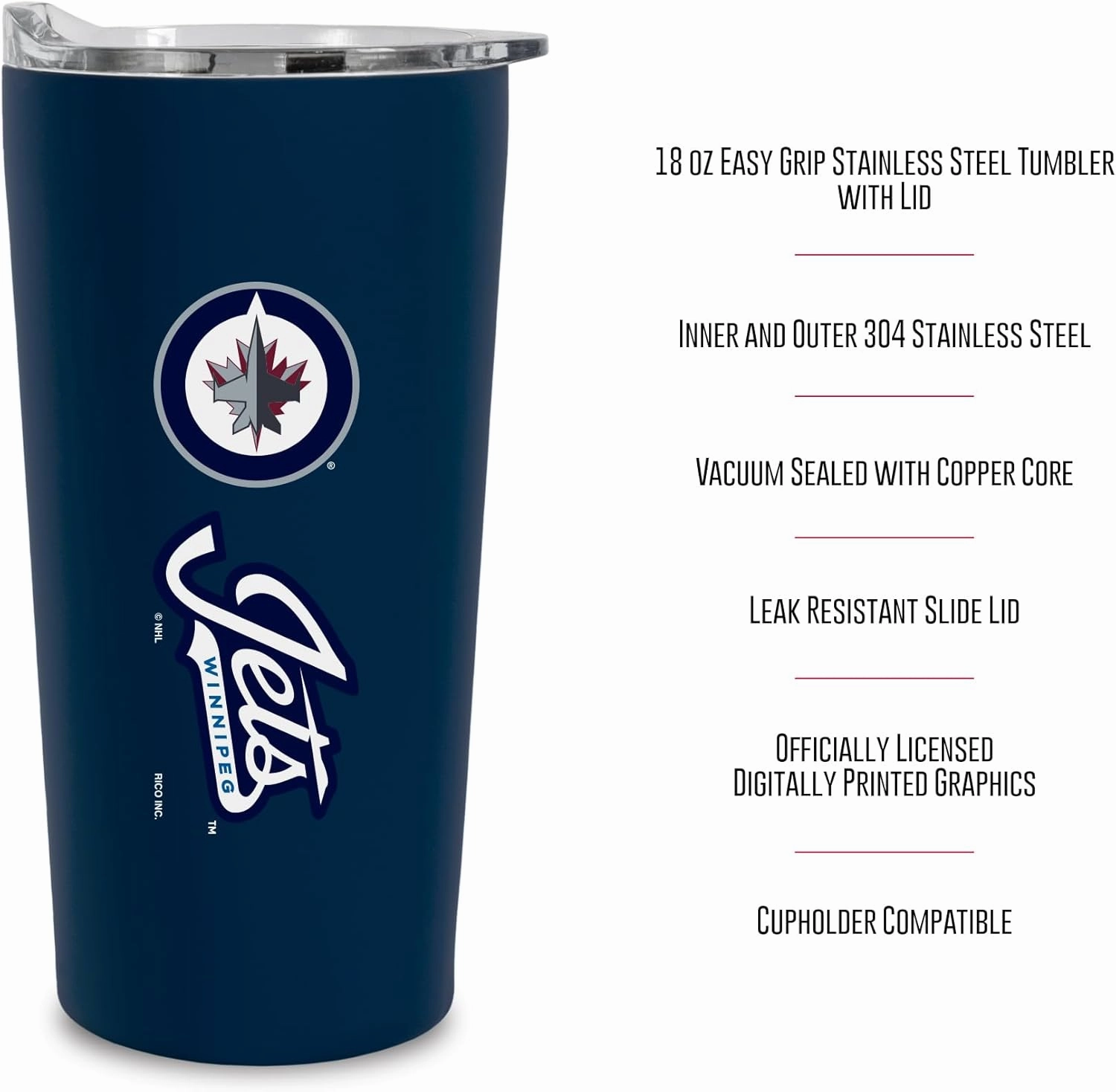Rico Industries NHL Hocke Soft Touch, Easy Grip Tumbler
