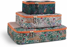RIFLE PAPER CO. Soft Sided Packing Cubes Set of 3. Includes Small, Medium, Large and a Laundry Bag, Travel Must Have Accessory, Stylized Pattern, Safari