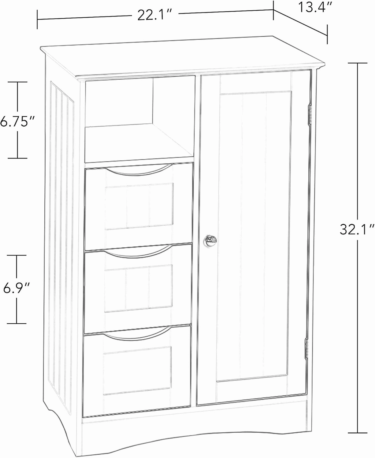 RiverRidge, Espresso Ashland 1-Door, 3-Drawer Floor Cabinet, One Size
