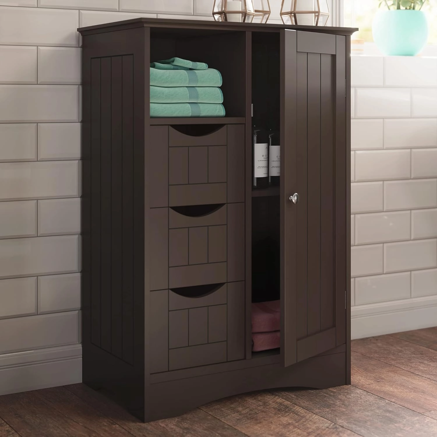 RiverRidge, Espresso Ashland 1-Door, 3-Drawer Floor Cabinet, One Size