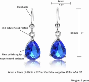 RIZILIA Multi-Gemstone Dangle Earrings Set - Sapphire, Amethyst & Tanzanite