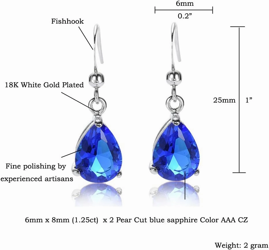 RIZILIA Multi-Gemstone Dangle Earrings Set - Sapphire, Amethyst & Tanzanite