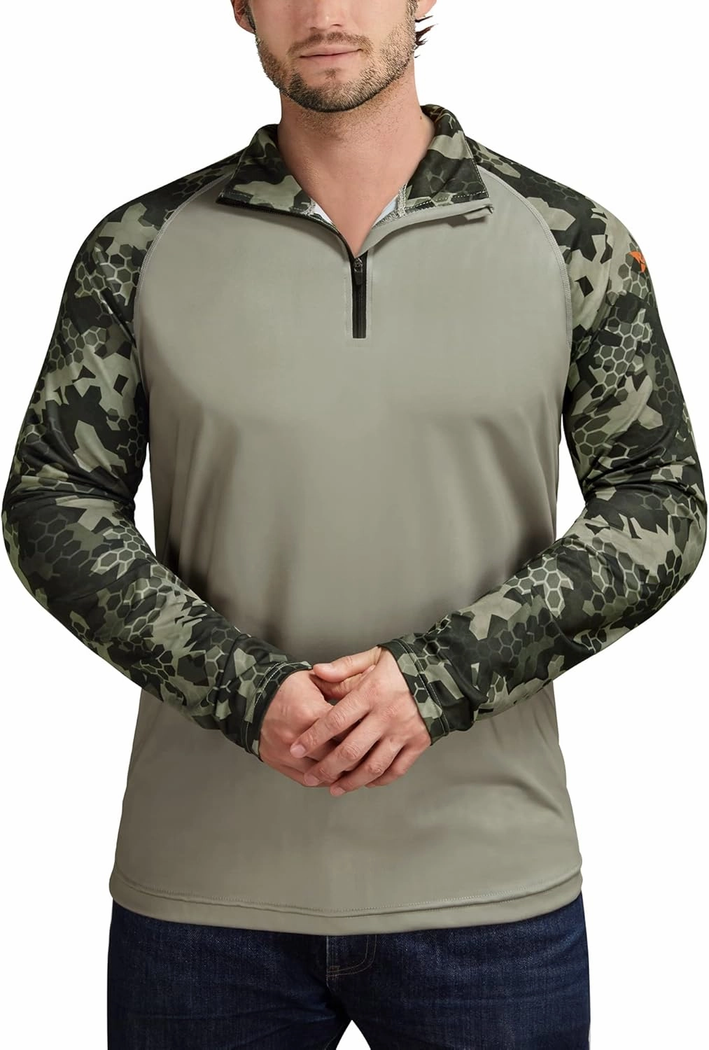 Rodeel Men's Running Hiking Shirts 1/4 Zip UPF 50  Sun Protection Long Sleeve Shirt