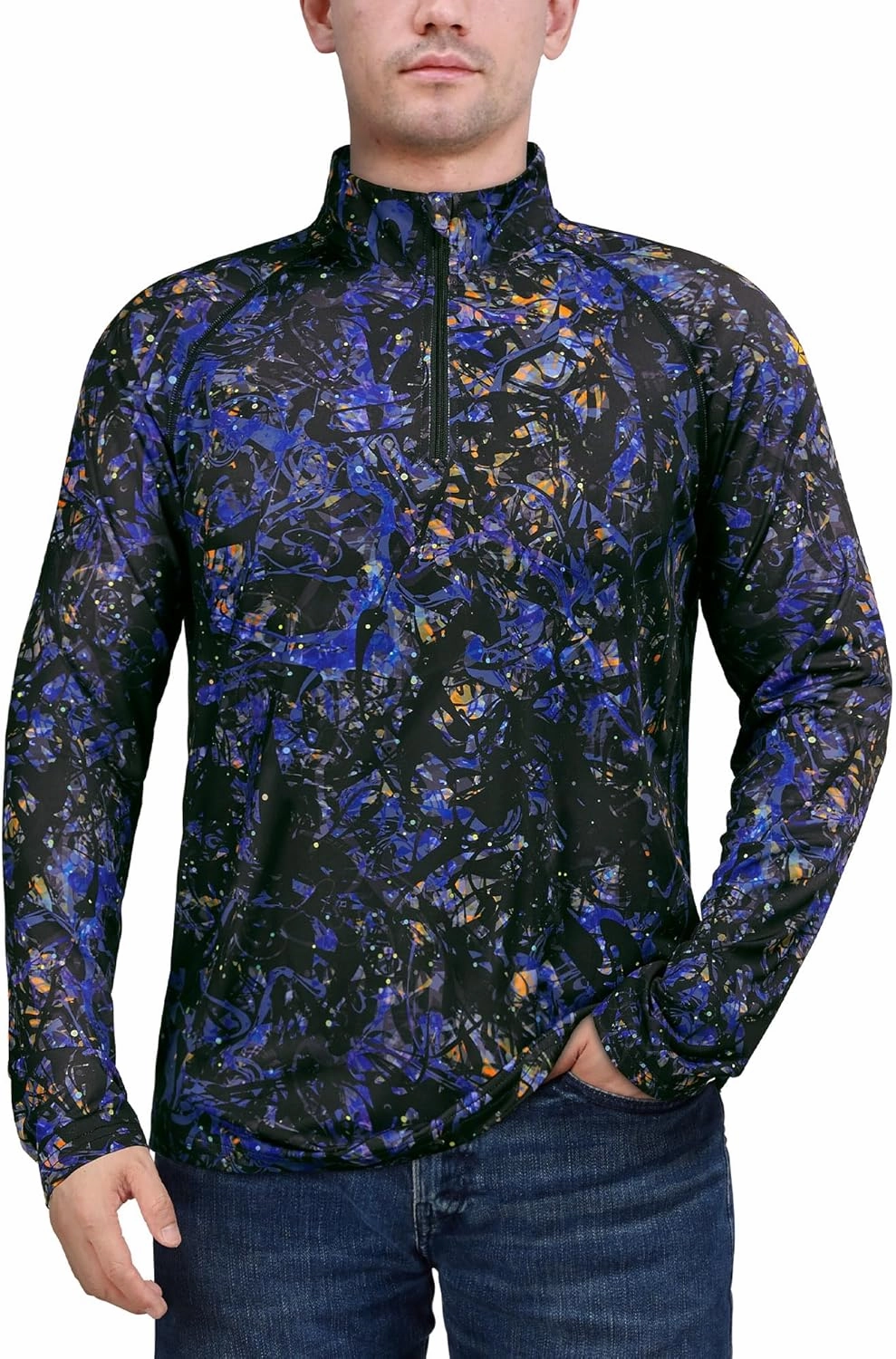 Rodeel Men's Running Hiking Shirts 1/4 Zip UPF 50  Sun Protection Long Sleeve Shirt