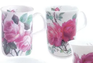 Roy Kirkham Lancaster Mug - English Rose Set of 6 - Made in England Ceramic 11 oz. Bone China