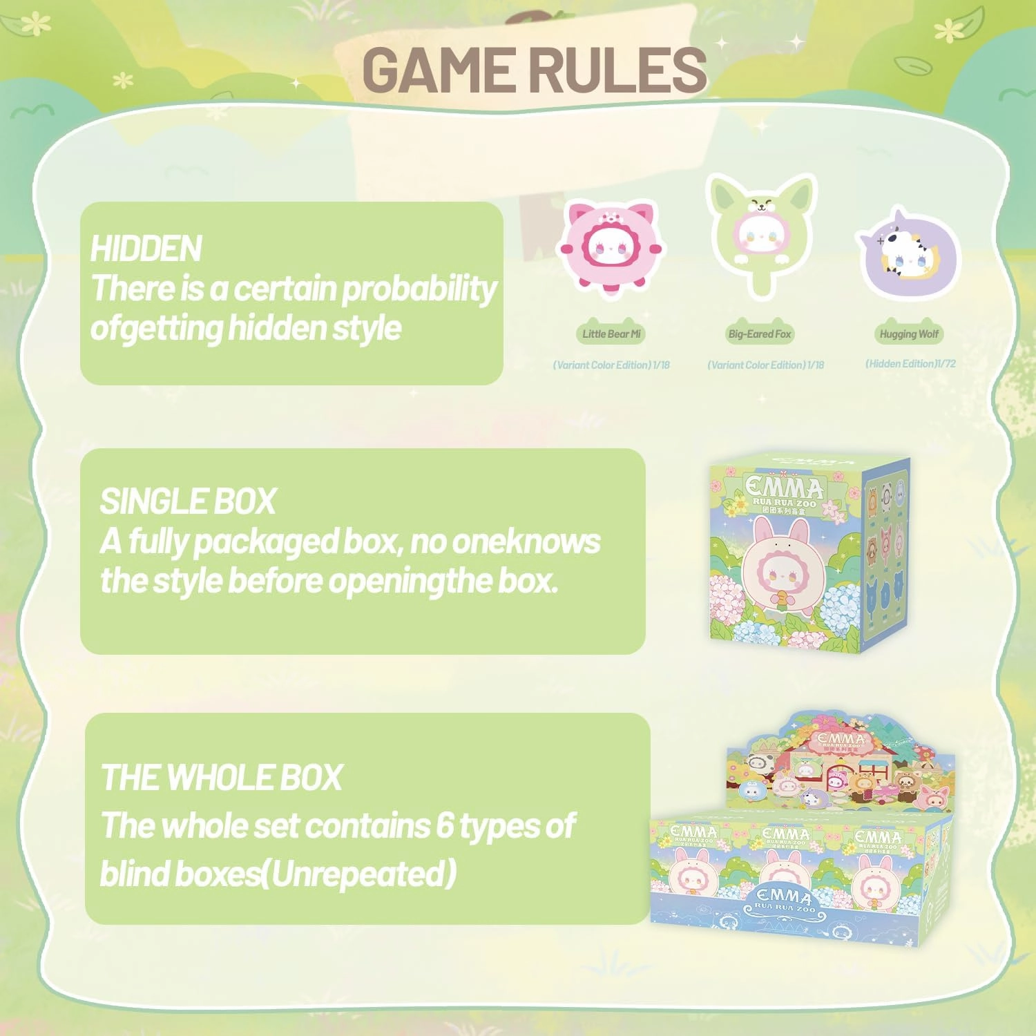 RUA RUA Zoo Tuan Tuan Series Blind Box 6PCS Blind Bag Collection Toys Desktop Cute Blind Box Figures for Birthday Gifts
