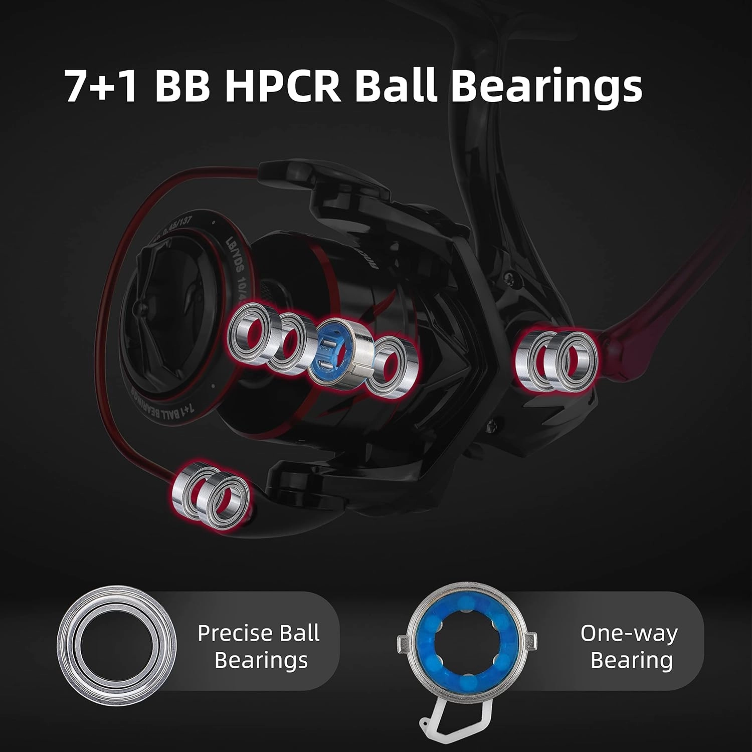 RUNCL Spinning Fishing Reel ANCOHUMA, Powerful 26 LB Max Drag, 7 1 Stainless BB, 6.2:1 CNC Aluminum Alloy Spool, Unique Smooth Colorful Ceramic Line Roller, D.S.S.R Double Shield for Freshwater