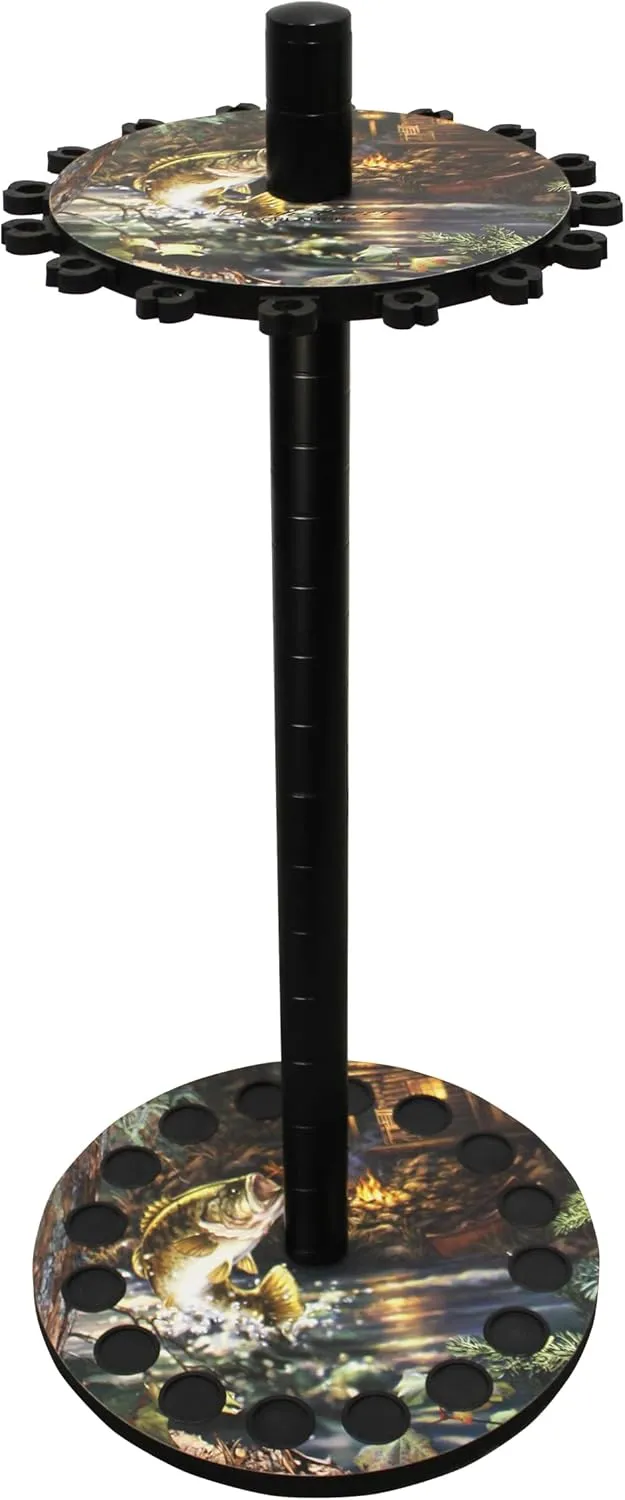 Rush Creek Creations Round Fishing Rod Holder - 16 Pole Rack with Clips for Garage Organization