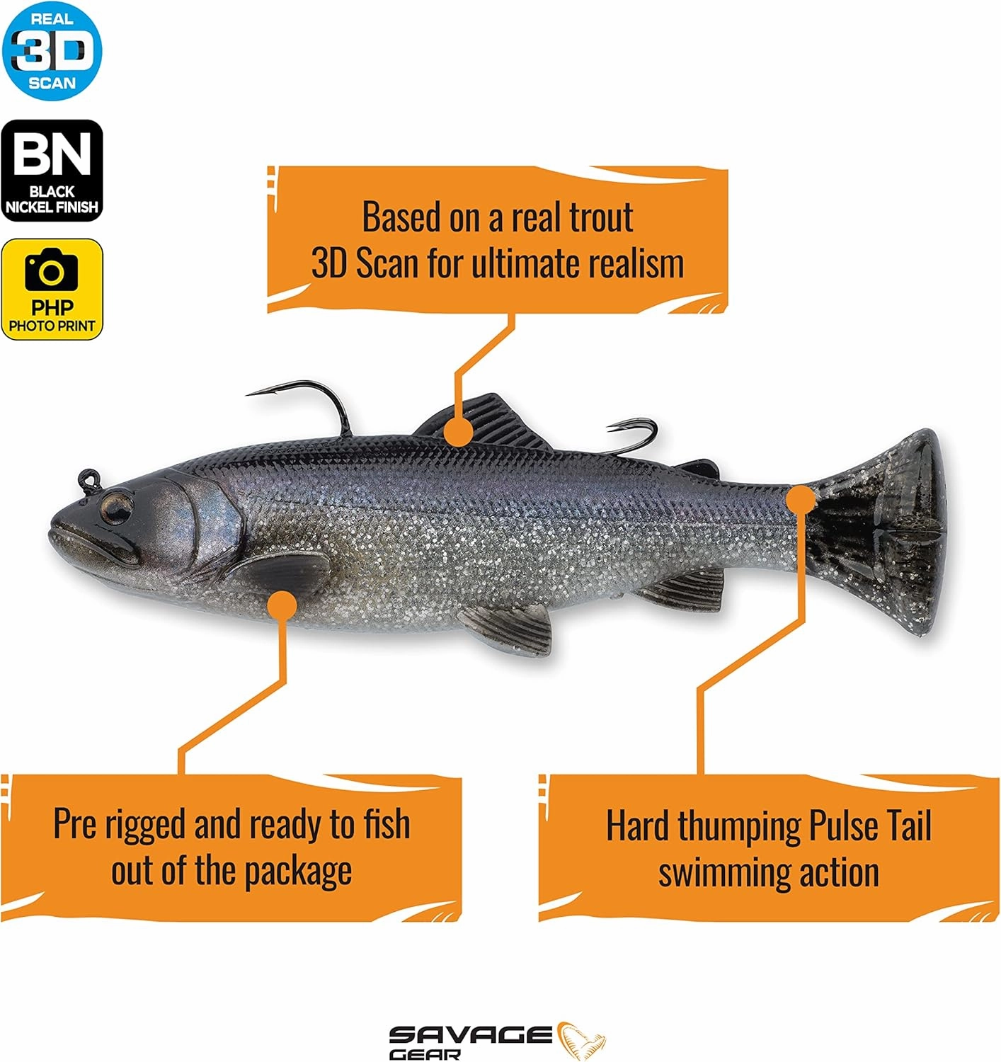 Savage Gear 3D Pulse Tail Trout 6" - Sinking Lure