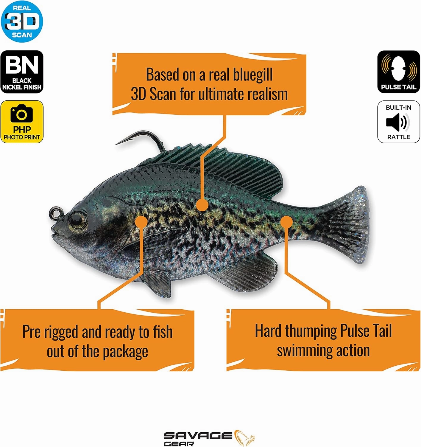 Savage Gear Pulse Tail Bluegill RTF Fishing Soft Bait