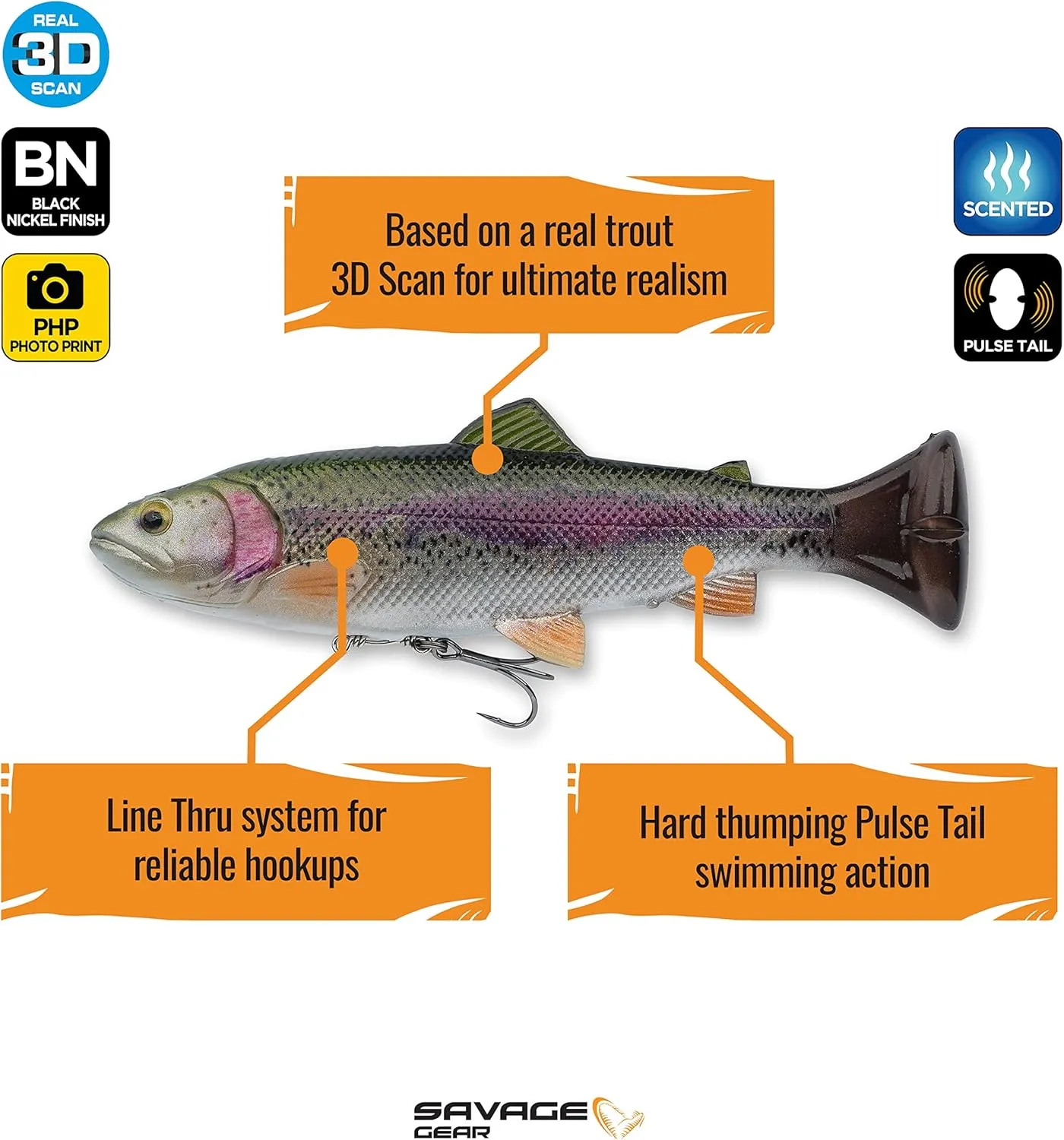 SAVAGEGEAR 4D Line Through Pulse Tail Trout 6"/8" Slow Sinking Models Assorted