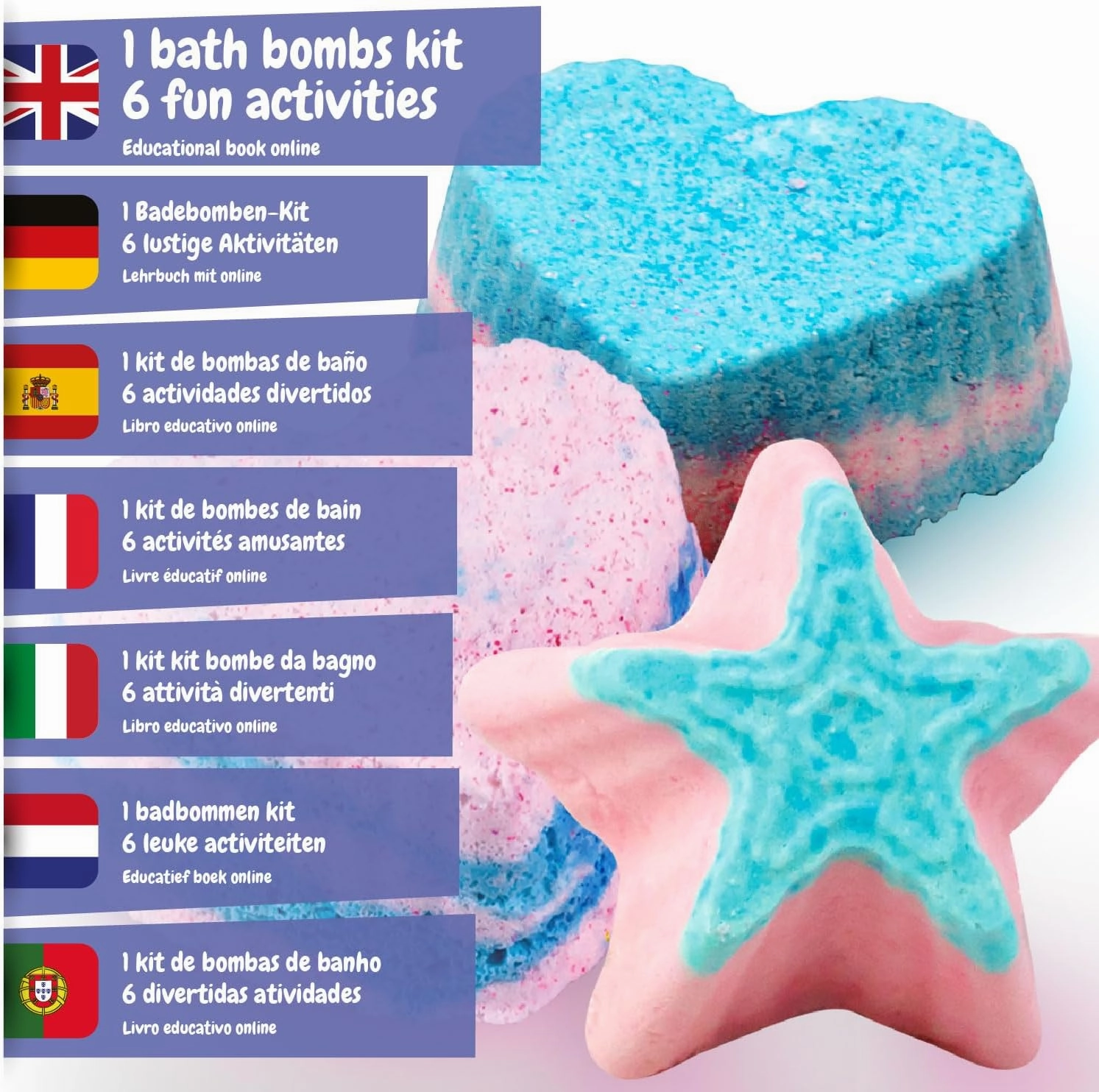 Science4you - Bath Bomb Making Kit for Kids  8 Years Old - Make Your Own Bath Bombs with 6 Science Experiments for Childrens - Educational Science Kits for Kids Age 8, Gift Set for Girls