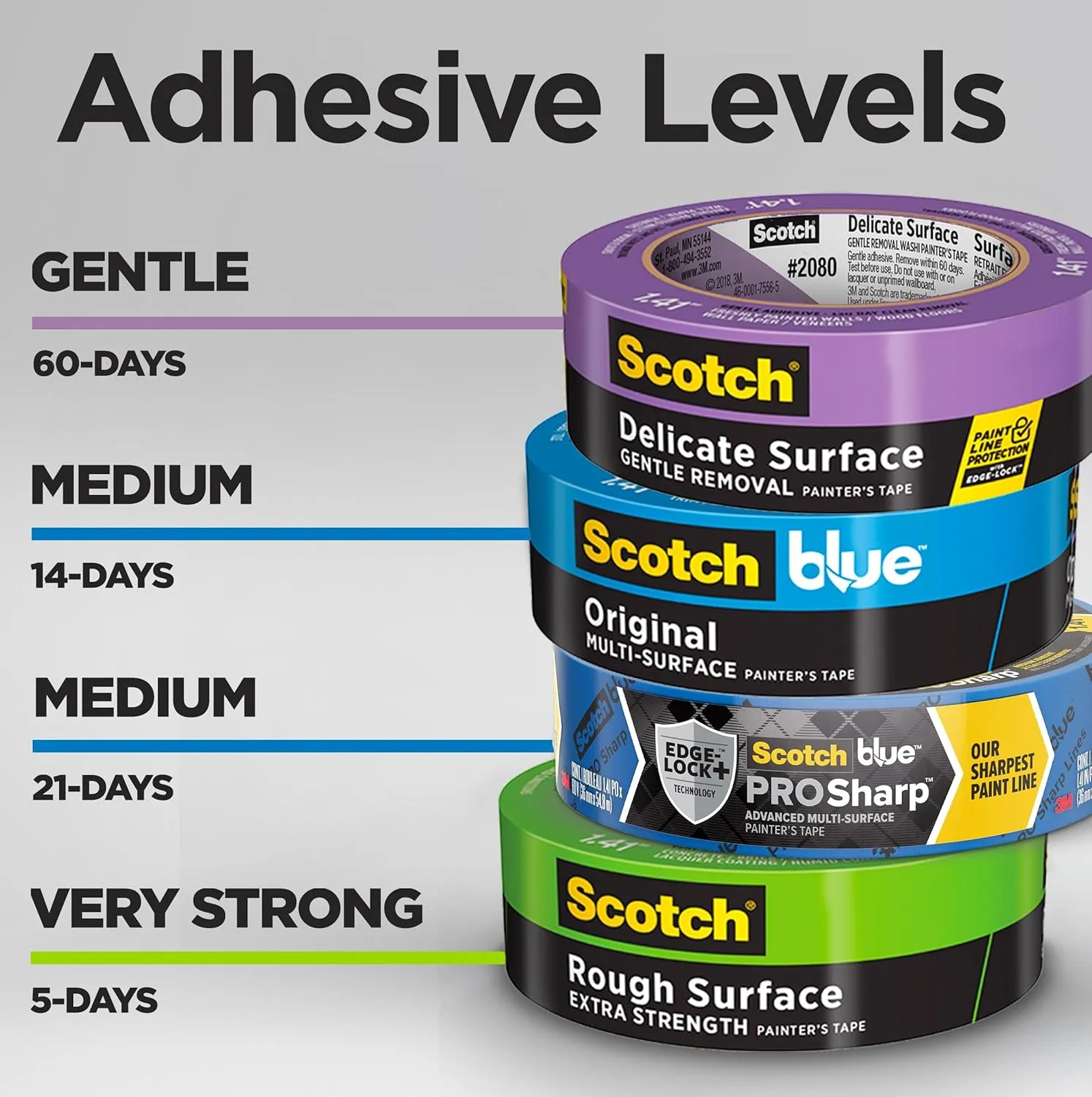 Scotch Delicate Surface Painter's Tape, Purple, Masking Tape Protects Delicate Surfaces and Removes Easily, Multi-Surface Painting Tape for Indoor Use, 1.41 Inches x 60 Yards, 4 Rolls