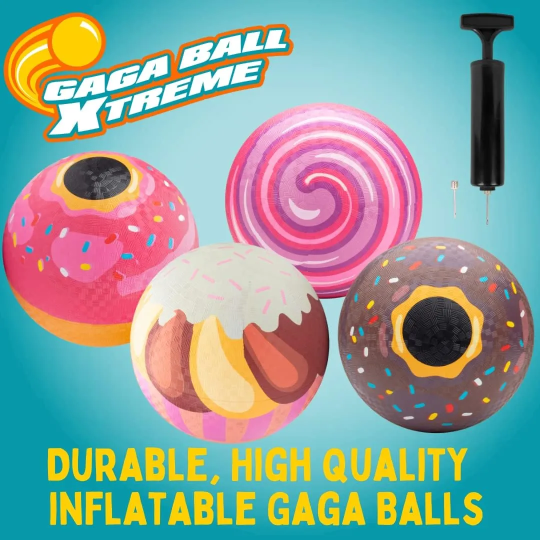 SCS Direct Gaga Ball Playground Balls (8.5 inches) w Air Pump- Durable Rubber Pack for Recess Dodgeball, Kickball, Gagaball Official Play & School -Fun Outdoor Toys & Gifts for Kids