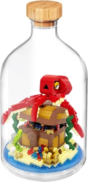 Sea Animal Building Blocks - 647PCS Mini Bricks Octopus Building Set with Dust Cover for Office Home Decoration, Creative Birthday Gifts for Adults and Ages 14 